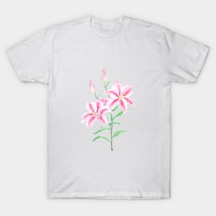 pink lily flower watercolor T-Shirt